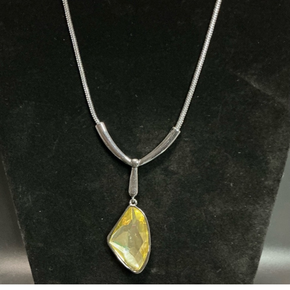Kenneth Cole New York Silver and Yellow Pendant Necklace